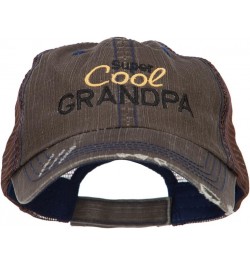 Grandpa Embroidered Low Profile Cotton Mesh Cap Brown $17.05 Baseball Caps