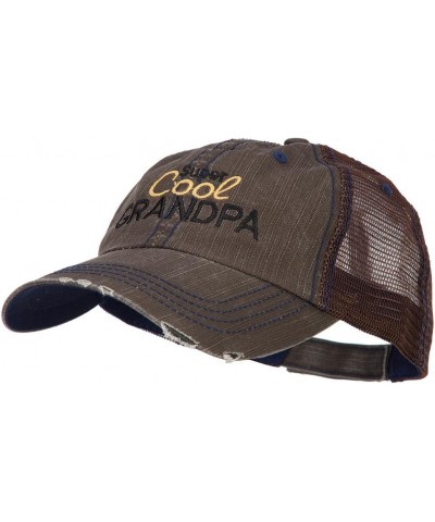 Grandpa Embroidered Low Profile Cotton Mesh Cap Brown $17.05 Baseball Caps