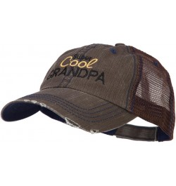 Grandpa Embroidered Low Profile Cotton Mesh Cap Brown $17.05 Baseball Caps