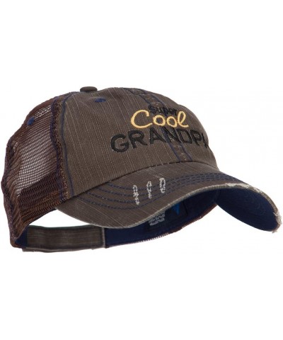 Grandpa Embroidered Low Profile Cotton Mesh Cap Brown $17.05 Baseball Caps