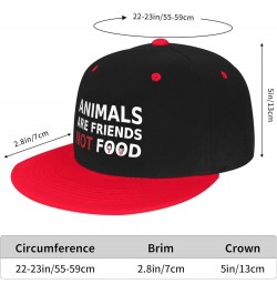 Animals are Friends Not Food Vegan Flat Bill Hats Adjustable Snapback Baseball Cap Funny Gift Men Women Red $10.39 Baseball Caps