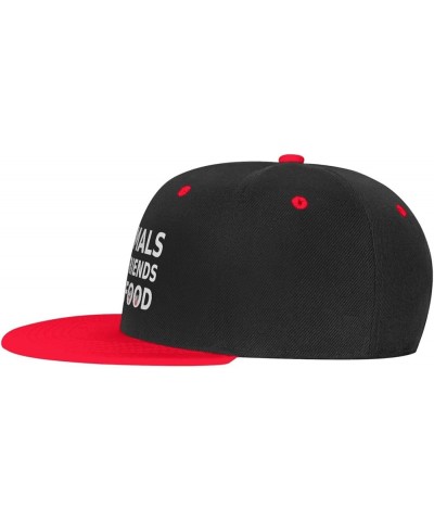 Animals are Friends Not Food Vegan Flat Bill Hats Adjustable Snapback Baseball Cap Funny Gift Men Women Red $10.39 Baseball Caps