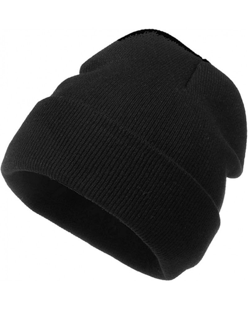 Winter Warm for Men Soft Knit Hats Outdoor Ear Cold Weather Mens Head Cover Fluffy Hat Christmas Black $5.99 Skullies & Beanies