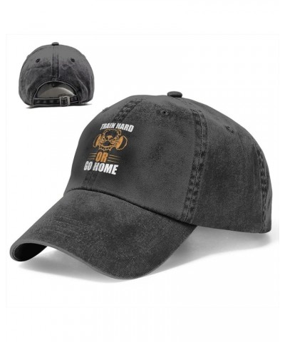 Train Hard Or Go Home Men Women Hat Black Washed Denim Cotton Vintage Cowboy Baseball Cap Adjustable Dad Hats Black $9.94 Bas...