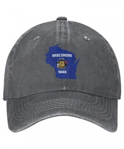 Adjustable Flag Map of Wisconsin Baseball Cap for Men Women Washed Vintage Cotton Dad Hat $11.00 Baseball Caps