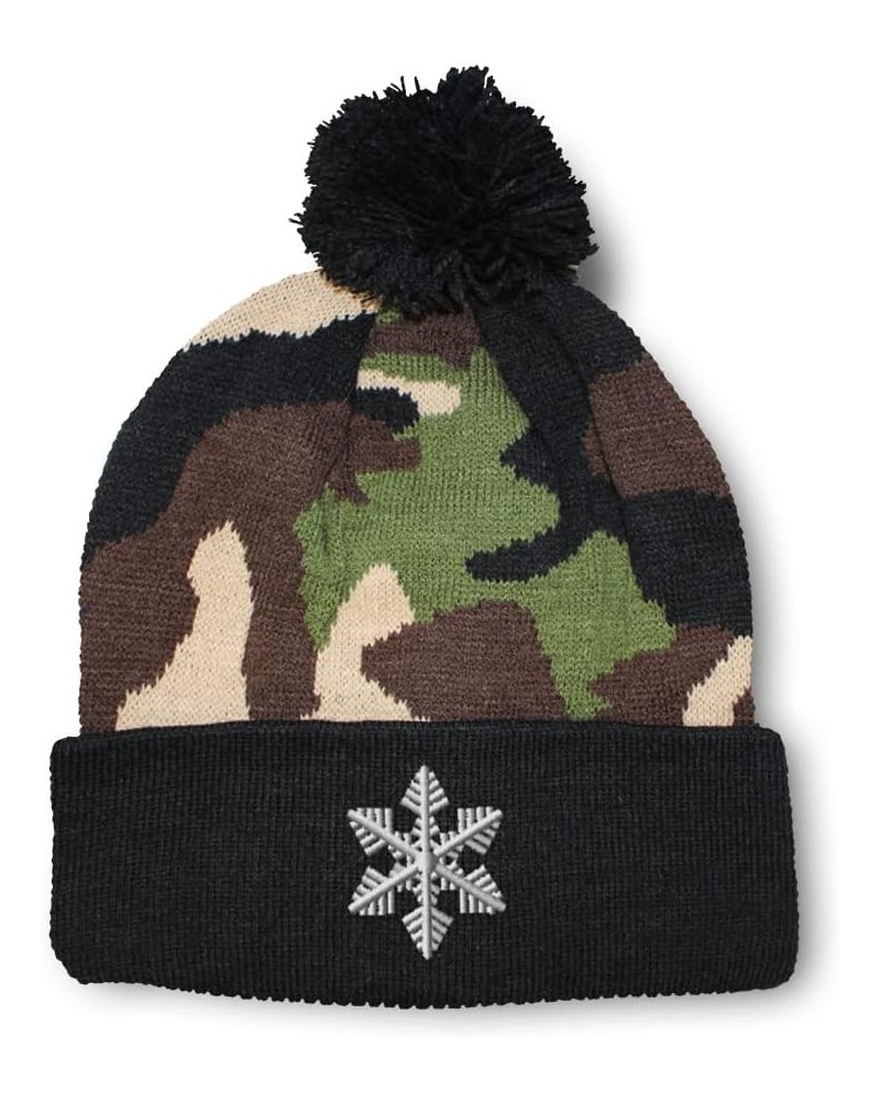 Custom Pom Pom Beanies for Women Snow Flakes Christmas B Embroidery Skull Cap Winter Hats for Men 1 Size Camo Design Only $16...