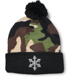 Custom Pom Pom Beanies for Women Snow Flakes Christmas B Embroidery Skull Cap Winter Hats for Men 1 Size Camo Design Only $16...