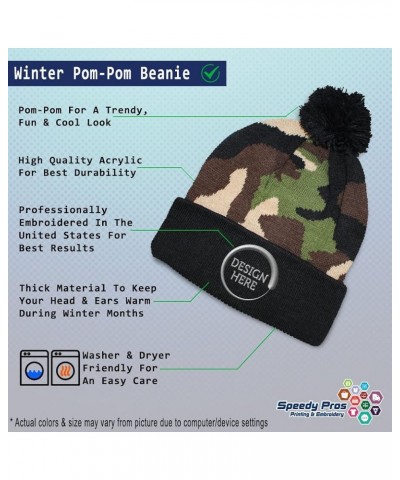 Custom Pom Pom Beanies for Women Snow Flakes Christmas B Embroidery Skull Cap Winter Hats for Men 1 Size Camo Design Only $16...