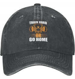 Train Hard Or Go Home Men Women Hat Black Washed Denim Cotton Vintage Cowboy Baseball Cap Adjustable Dad Hats Black $9.94 Bas...