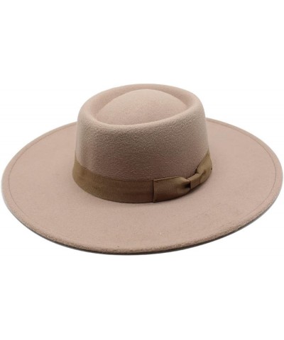 Ladies English Winter Cashmere Wide Brim Fedora Hat With Bow Panama Jazz Hat Wedding Church Hat Red Wine $21.25 Fedoras