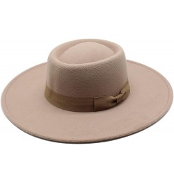 Ladies English Winter Cashmere Wide Brim Fedora Hat With Bow Panama Jazz Hat Wedding Church Hat Red Wine $21.25 Fedoras