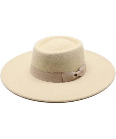 Ladies English Winter Cashmere Wide Brim Fedora Hat With Bow Panama Jazz Hat Wedding Church Hat Red Wine $21.25 Fedoras