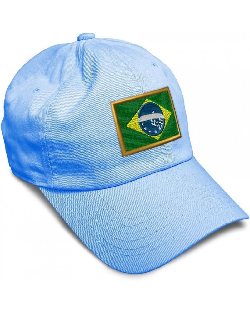 Soft Baseball Cap Brazil Futbol America Cup Dad Hats for Men & Women Light Blue $16.23 Baseball Caps