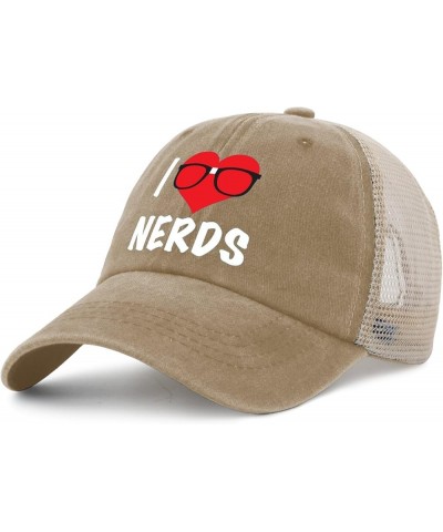 I Love Nerds Hat Men Trendy Cycling Cap for Men AllBlack Cycling Cap Fashionable for Farmers Pigment Khaki $9.22 Skullies & B...