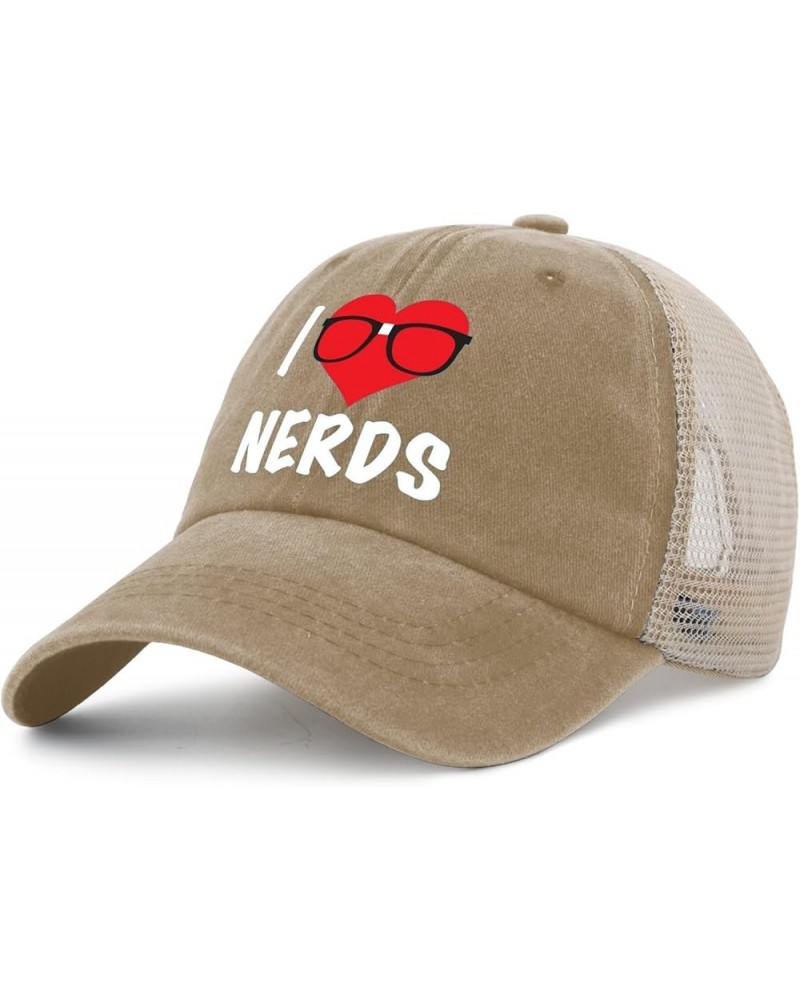 I Love Nerds Hat Men Trendy Cycling Cap for Men AllBlack Cycling Cap Fashionable for Farmers Pigment Khaki $9.22 Skullies & B...