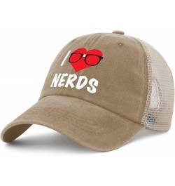 I Love Nerds Hat Men Trendy Cycling Cap for Men AllBlack Cycling Cap Fashionable for Farmers Pigment Khaki $9.22 Skullies & B...