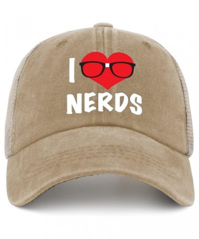 I Love Nerds Hat Men Trendy Cycling Cap for Men AllBlack Cycling Cap Fashionable for Farmers Pigment Khaki $9.22 Skullies & B...