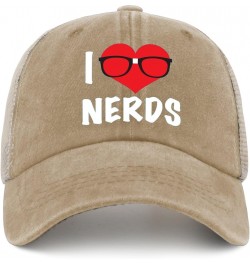 I Love Nerds Hat Men Trendy Cycling Cap for Men AllBlack Cycling Cap Fashionable for Farmers Pigment Khaki $9.22 Skullies & B...