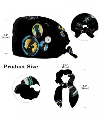 Mosaic Bubble Pattern Bouffant Caps Ponytail Scrub Cap Gourd Shaped Working Hat Bunny Ear Bow Hair Ties $7.79 Skullies & Beanies