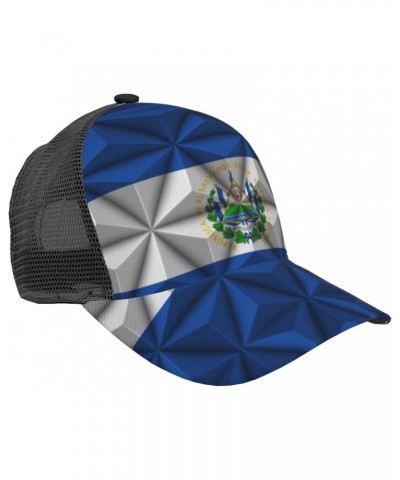 El Salvador Flag with Polygonal Effect Baseball Cap for Women Mens Caps Dad Hat Trucker Hat Mesh-Back Cap Adjustable Breathab...