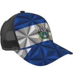 El Salvador Flag with Polygonal Effect Baseball Cap for Women Mens Caps Dad Hat Trucker Hat Mesh-Back Cap Adjustable Breathab...