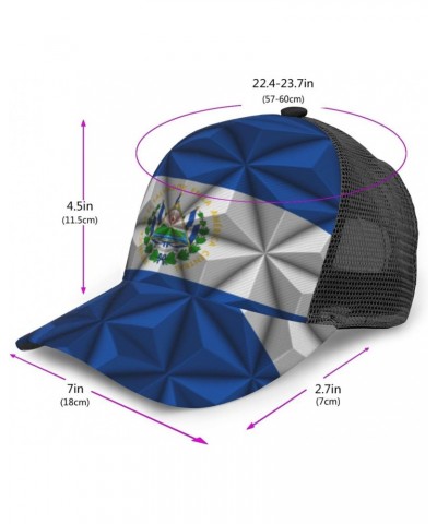 El Salvador Flag with Polygonal Effect Baseball Cap for Women Mens Caps Dad Hat Trucker Hat Mesh-Back Cap Adjustable Breathab...