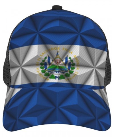 El Salvador Flag with Polygonal Effect Baseball Cap for Women Mens Caps Dad Hat Trucker Hat Mesh-Back Cap Adjustable Breathab...