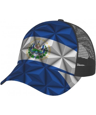 El Salvador Flag with Polygonal Effect Baseball Cap for Women Mens Caps Dad Hat Trucker Hat Mesh-Back Cap Adjustable Breathab...