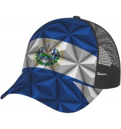 El Salvador Flag with Polygonal Effect Baseball Cap for Women Mens Caps Dad Hat Trucker Hat Mesh-Back Cap Adjustable Breathab...