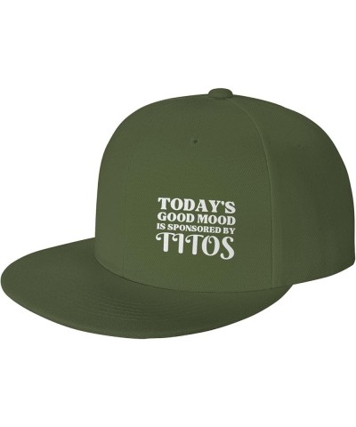 Today's Good Mood is Sponsored by Titos Flat Brim Sun Hat Men Women Baseball Cap Gifts Funny Trucker Hat Moss Green $10.77 Ba...