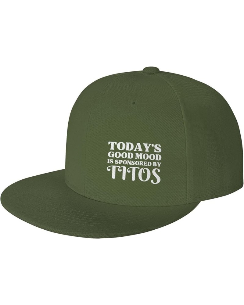 Today's Good Mood is Sponsored by Titos Flat Brim Sun Hat Men Women Baseball Cap Gifts Funny Trucker Hat Moss Green $10.77 Ba...