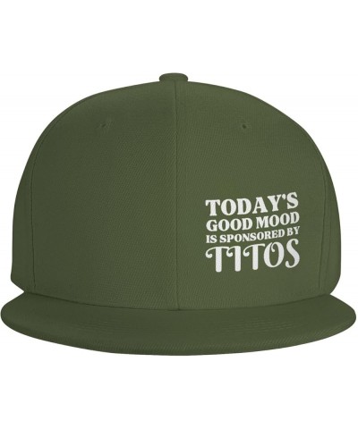 Today's Good Mood is Sponsored by Titos Flat Brim Sun Hat Men Women Baseball Cap Gifts Funny Trucker Hat Moss Green $10.77 Ba...