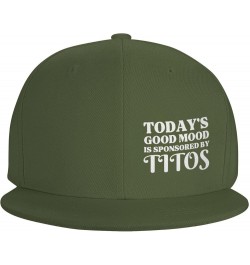 Today's Good Mood is Sponsored by Titos Flat Brim Sun Hat Men Women Baseball Cap Gifts Funny Trucker Hat Moss Green $10.77 Ba...