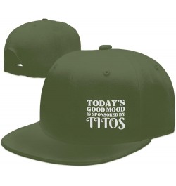 Today's Good Mood is Sponsored by Titos Flat Brim Sun Hat Men Women Baseball Cap Gifts Funny Trucker Hat Moss Green $10.77 Ba...