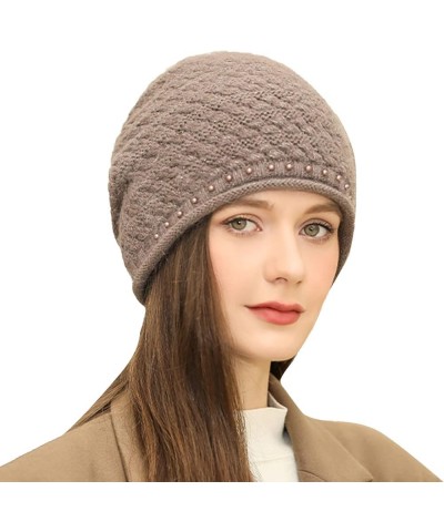 Knitted Hat Thick Soft Warm Thick Hat Without A Hood Suitable for Both Men and Women Hats Cover Ears Hats Coffee 11 $8.90 Sku...