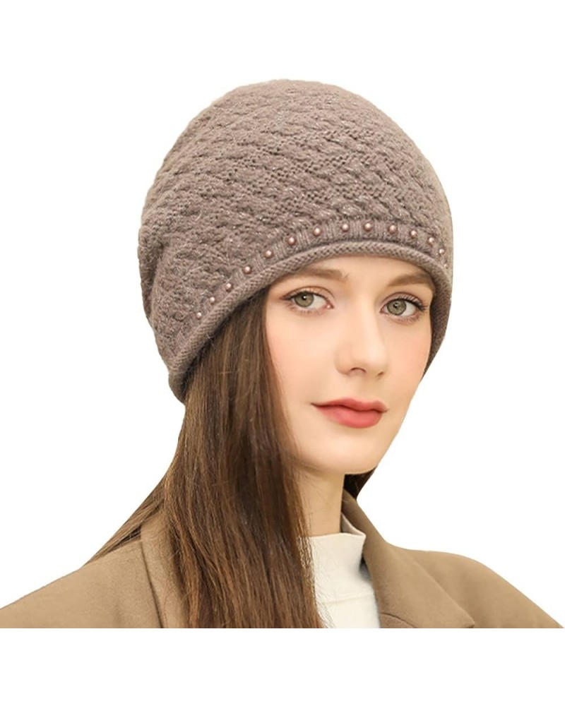 Knitted Hat Thick Soft Warm Thick Hat Without A Hood Suitable for Both Men and Women Hats Cover Ears Hats Coffee 11 $8.90 Sku...