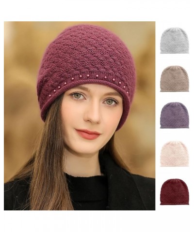 Knitted Hat Thick Soft Warm Thick Hat Without A Hood Suitable for Both Men and Women Hats Cover Ears Hats Coffee 11 $8.90 Sku...