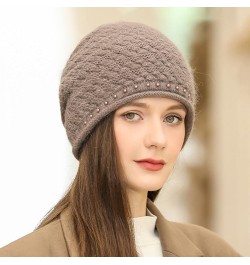 Knitted Hat Thick Soft Warm Thick Hat Without A Hood Suitable for Both Men and Women Hats Cover Ears Hats Coffee 11 $8.90 Sku...