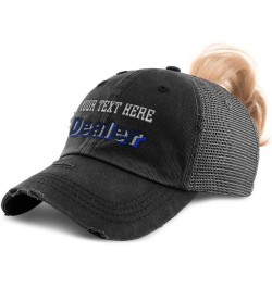 Custom Womens Ponytail Cap Dealer Poker Cotton Craps Distressed Trucker Hat Black Personalized Text Here $16.79 Baseball Caps