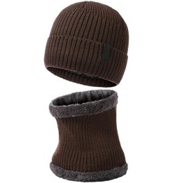 Winter Beanie Hat Scarf Set Warm Knit Thick Fleece Lined Skull Cap Winter Hats for Men Bonnet for Men Coffee $9.78 Skullies &...