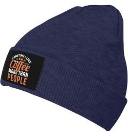 Sometimes I Like Coffee Beanie Hat for Men Women Soft Cozy Skull Cap Winter Warm Knit Hats Navy Blue $11.83 Skullies & Beanies