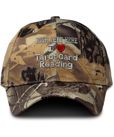 Custom Camo Baseball Cap I (Love) Tarot Card Reading Red Heart Hobbies Lovers Forest Tree Khaki Personalized Text Here $14.70...