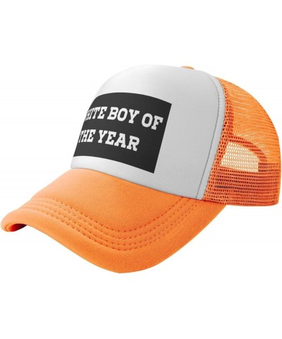 White Boy of The Year Mesh Hat Birthday Gifts Mesh Cap Unisex Baseball Cap Men Women Trucker Hat Orange $13.32 Baseball Caps