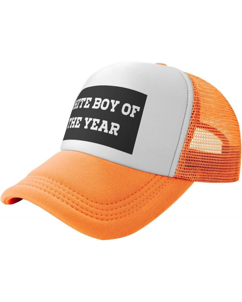 White Boy of The Year Mesh Hat Birthday Gifts Mesh Cap Unisex Baseball Cap Men Women Trucker Hat Orange $13.32 Baseball Caps