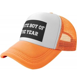 White Boy of The Year Mesh Hat Birthday Gifts Mesh Cap Unisex Baseball Cap Men Women Trucker Hat Orange $13.32 Baseball Caps