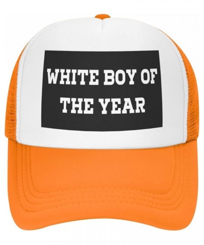 White Boy of The Year Mesh Hat Birthday Gifts Mesh Cap Unisex Baseball Cap Men Women Trucker Hat Orange $13.32 Baseball Caps