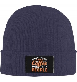 Sometimes I Like Coffee Beanie Hat for Men Women Soft Cozy Skull Cap Winter Warm Knit Hats Navy Blue $11.83 Skullies & Beanies