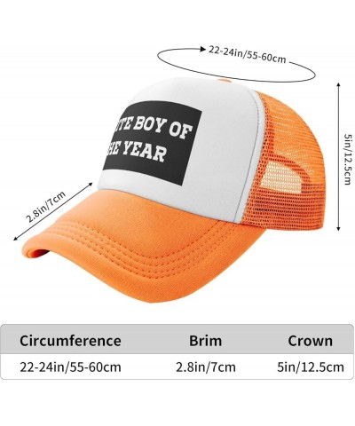 White Boy of The Year Mesh Hat Birthday Gifts Mesh Cap Unisex Baseball Cap Men Women Trucker Hat Orange $13.32 Baseball Caps