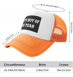 White Boy of The Year Mesh Hat Birthday Gifts Mesh Cap Unisex Baseball Cap Men Women Trucker Hat Orange $13.32 Baseball Caps