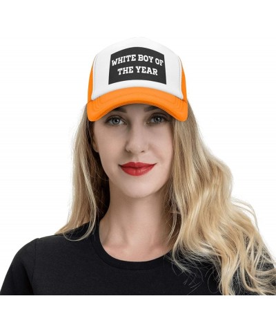 White Boy of The Year Mesh Hat Birthday Gifts Mesh Cap Unisex Baseball Cap Men Women Trucker Hat Orange $13.32 Baseball Caps